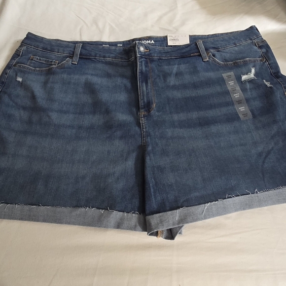 Sonoma womens 2 pair plus distressed  high rise jean denim shorts sz 30w Nwt - Picture 4 of 4